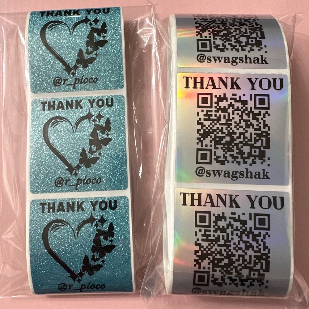 50 ct. Custom 2β Square Thank You, QR Code, FRAGILE Stickers OR LOGO - Picture 4 of 16